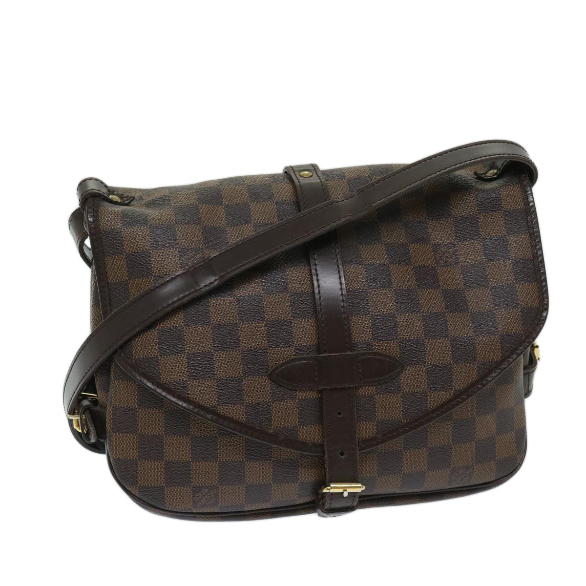 LOUIS VUITTON Damier Ebene Saumur 30 Shoulder Bag N48081 LV Auth 67917A