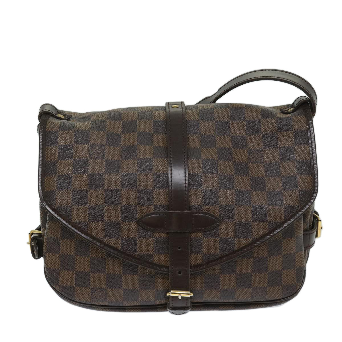 LOUIS VUITTON Damier Ebene Saumur 30 Shoulder Bag N48081 LV Auth 67917A