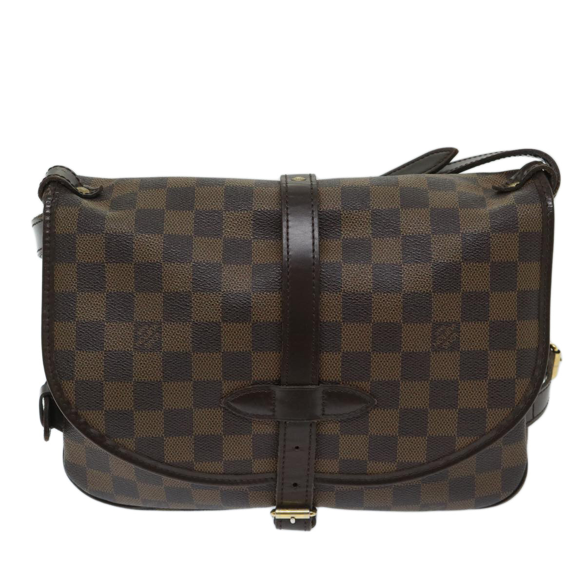 LOUIS VUITTON Damier Ebene Saumur 30 Shoulder Bag N48081 LV Auth 67917A