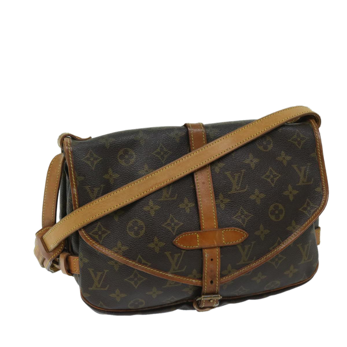 LOUIS VUITTON Monogram Saumur 30 Shoulder Bag M42256 LV Auth 67918