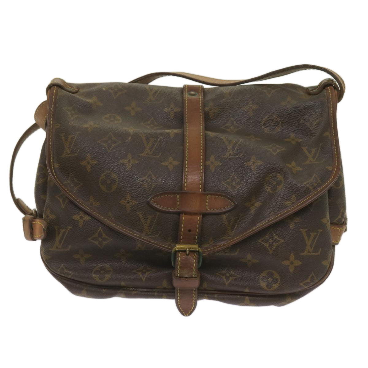 LOUIS VUITTON Monogram Saumur 30 Shoulder Bag M42256 LV Auth 67919