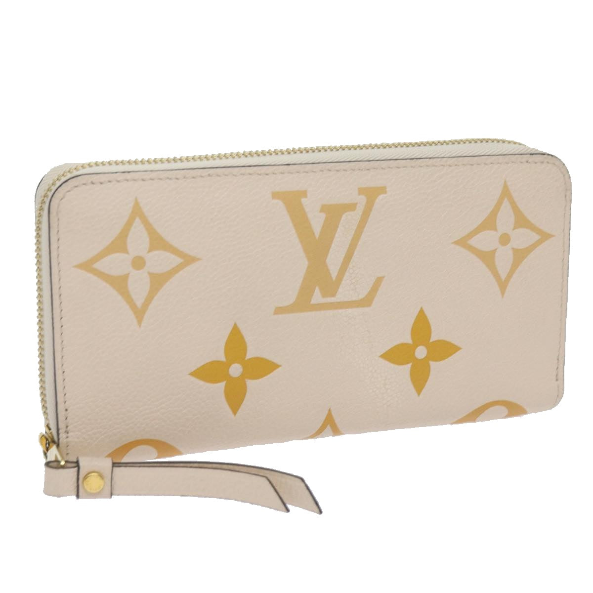 LOUIS VUITTON Monogram Empreinte Zippy Wallet Claim Saffron M80402 Auth 67921A