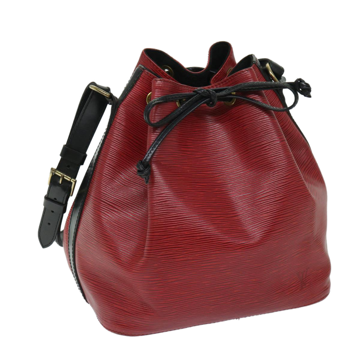 LOUIS VUITTON Epi Petit Noe Shoulder Bag Bicolor Black Red M44172 Auth 67966