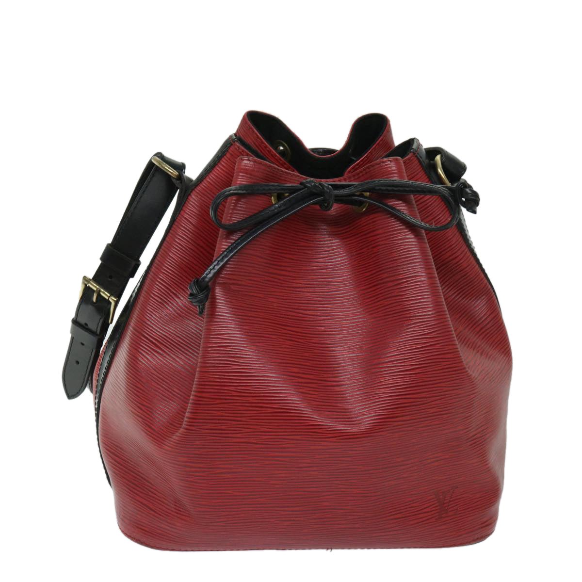 LOUIS VUITTON Epi Petit Noe Shoulder Bag Bicolor Black Red M44172 Auth 67966