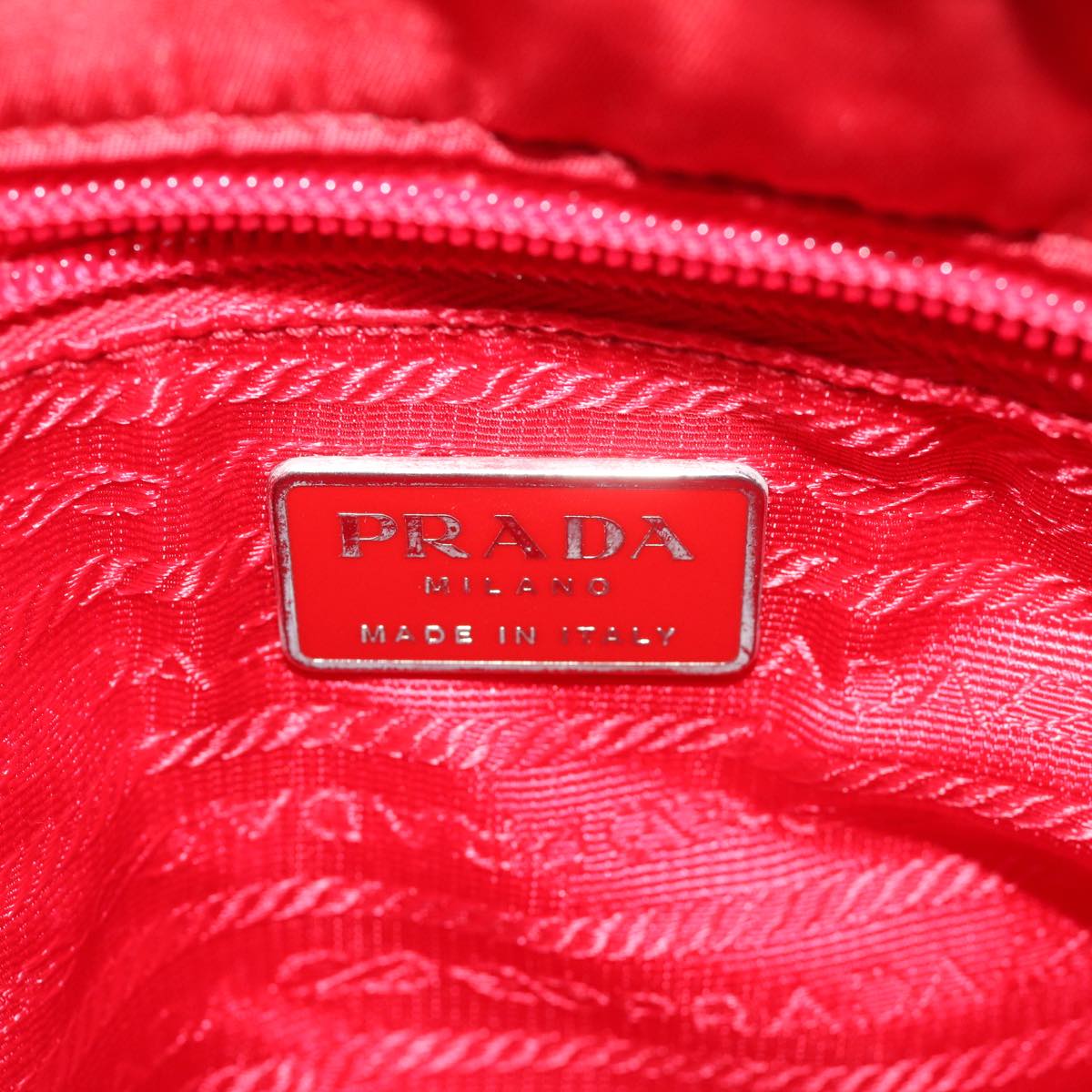 PRADA Hand Bag Nylon Red Auth 67974