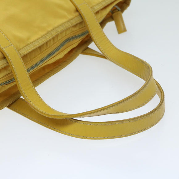 PRADA Tote Bag Nylon Yellow Auth 67978
