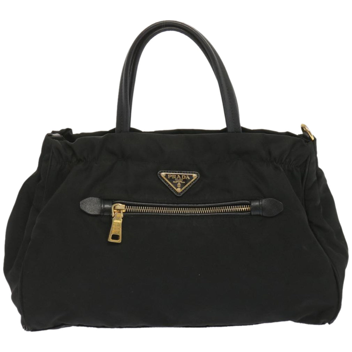 PRADA Hand Bag Nylon Black Auth 67981