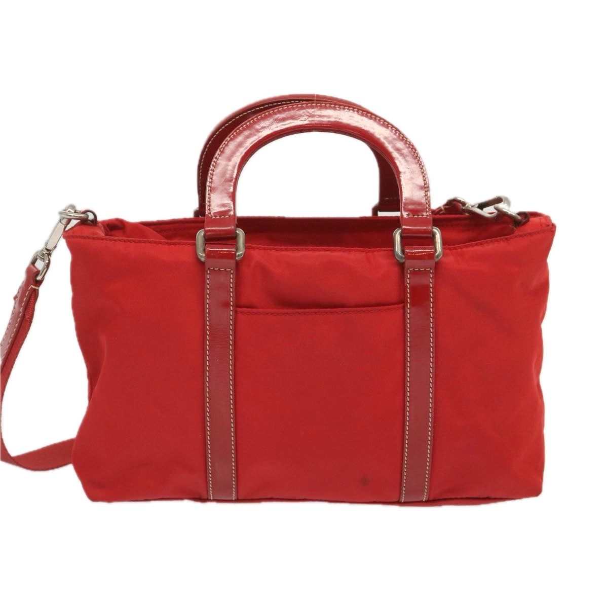 PRADA Hand Bag Nylon 2way Red Auth 67986 - 0