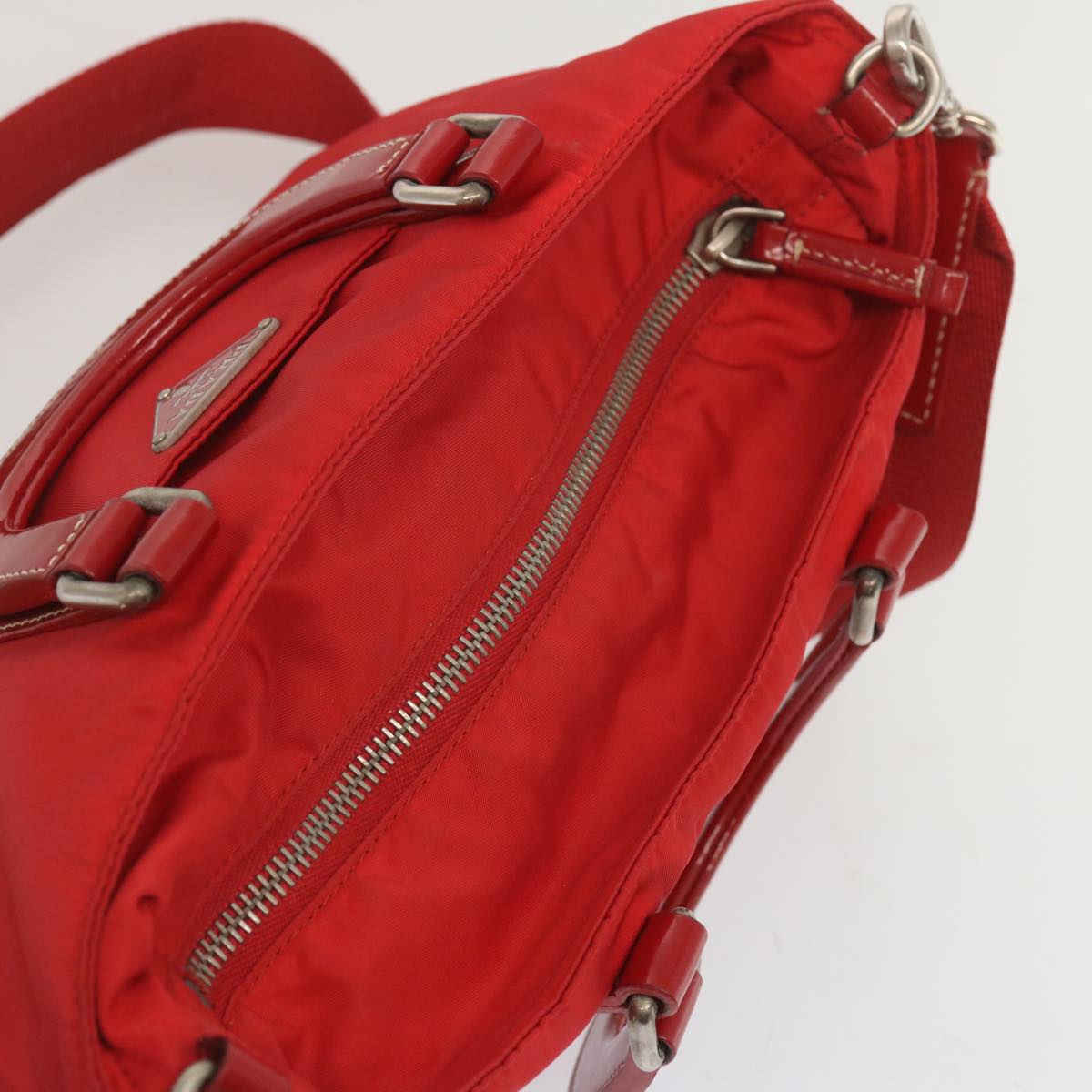 PRADA Hand Bag Nylon 2way Red Auth 67986