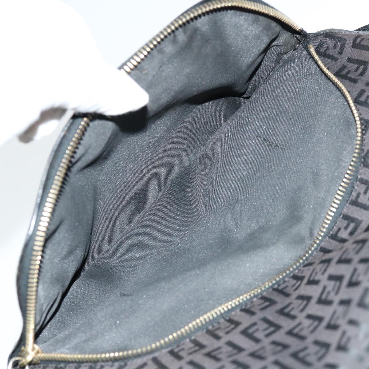FENDI Zucchino Canvas Shoulder Bag Black Auth 67994