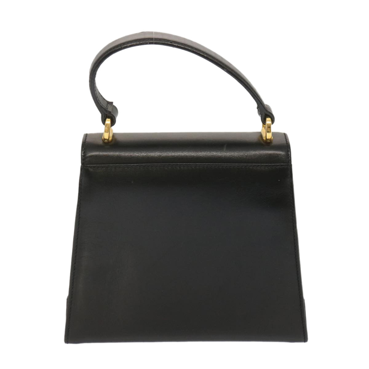 Salvatore Ferragamo Hand Bag Leather Black Auth 68010