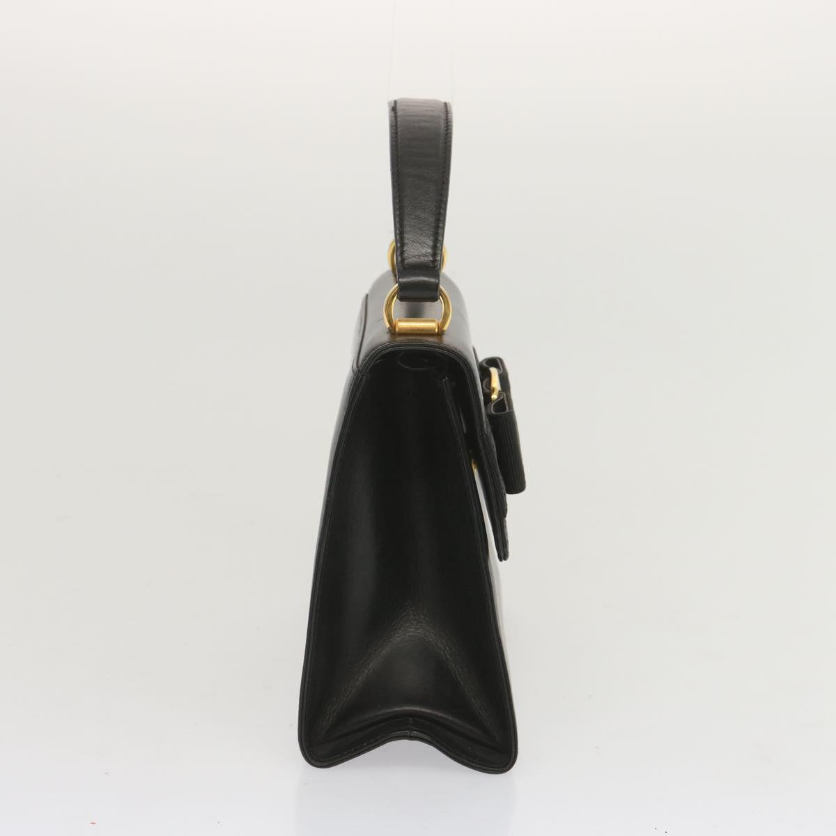 Salvatore Ferragamo Hand Bag Leather Black Auth 68010