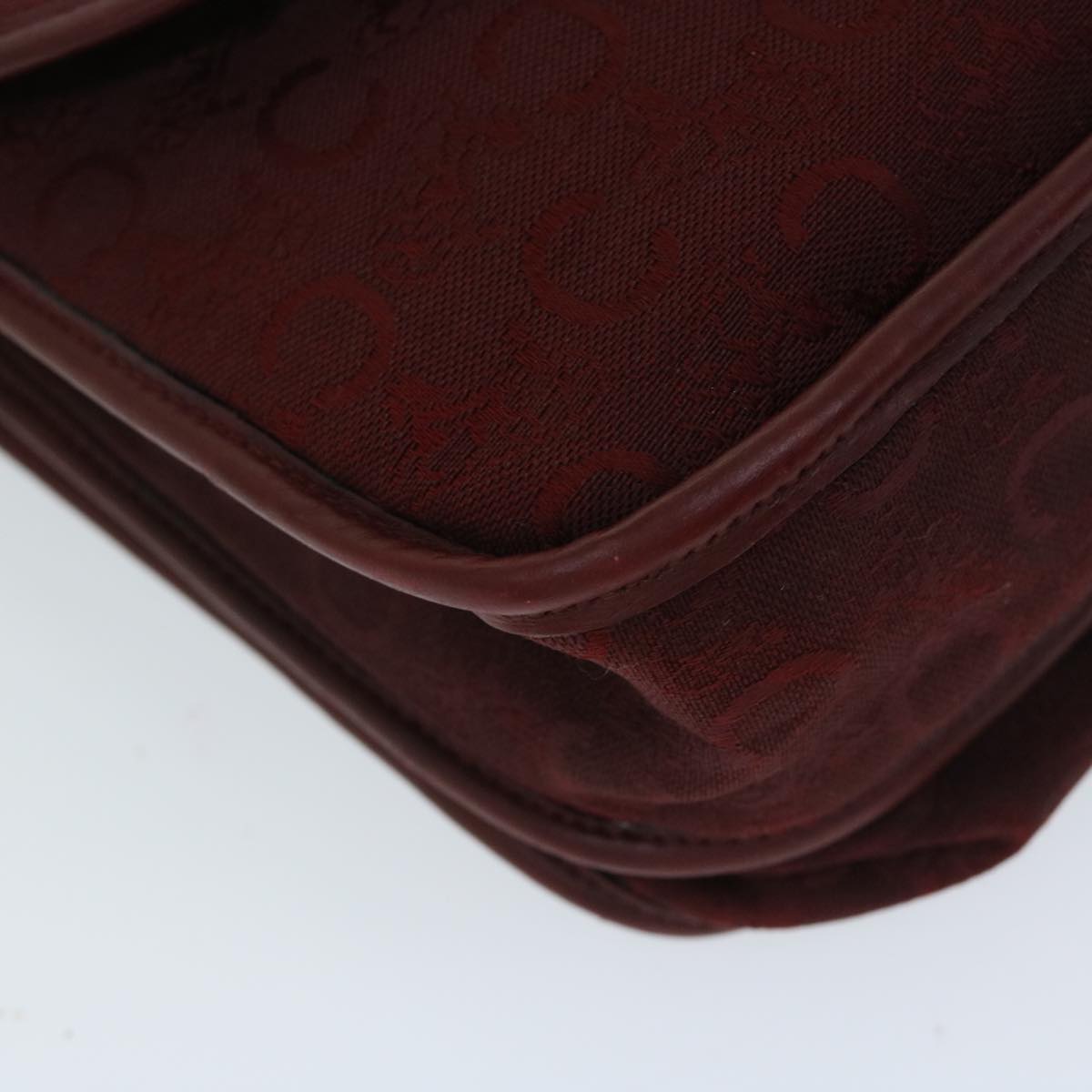 CELINE C Macadam Canvas Shoulder Bag Red Auth 68012