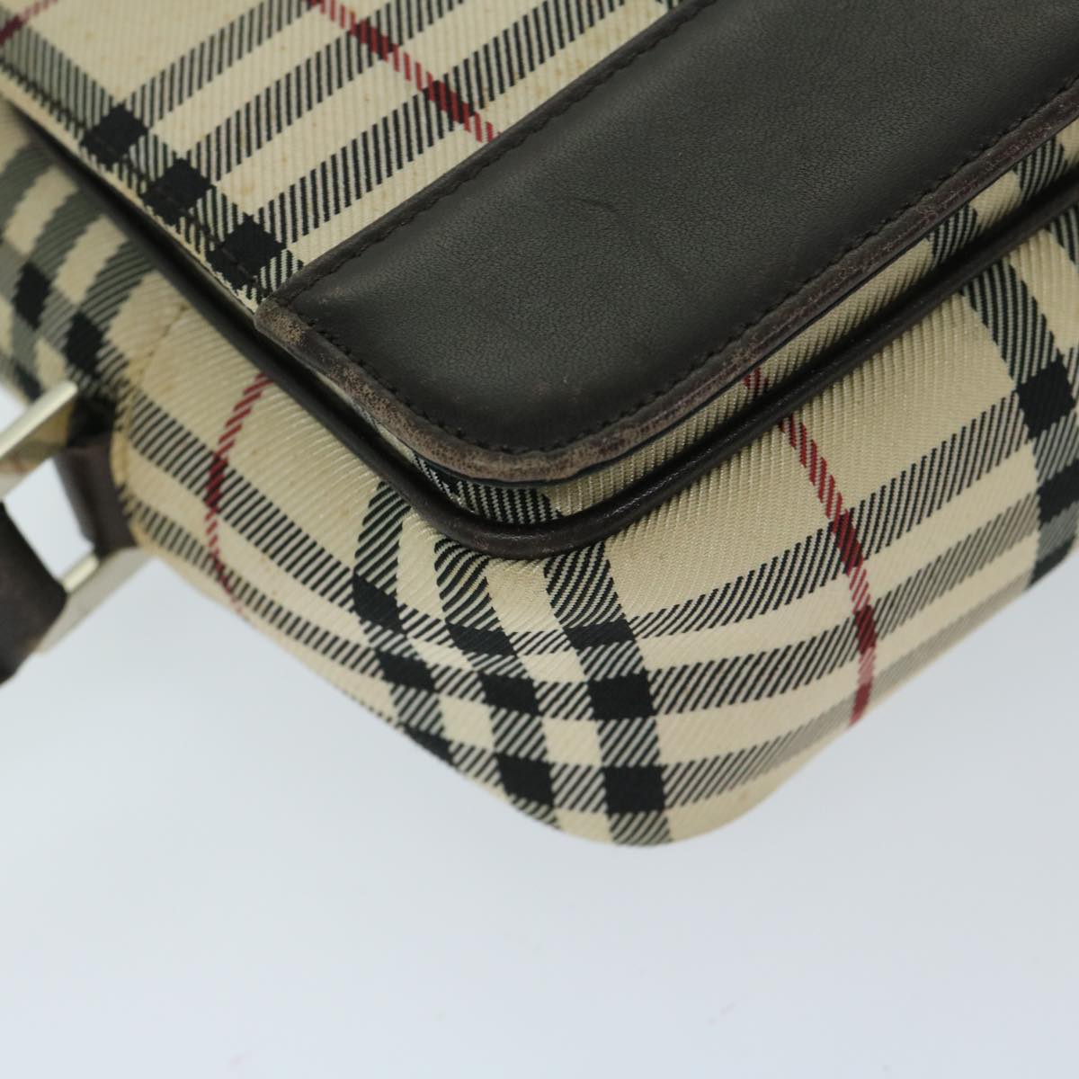 BURBERRY Nova Check Shoulder Bag Nylon Beige Auth 68013