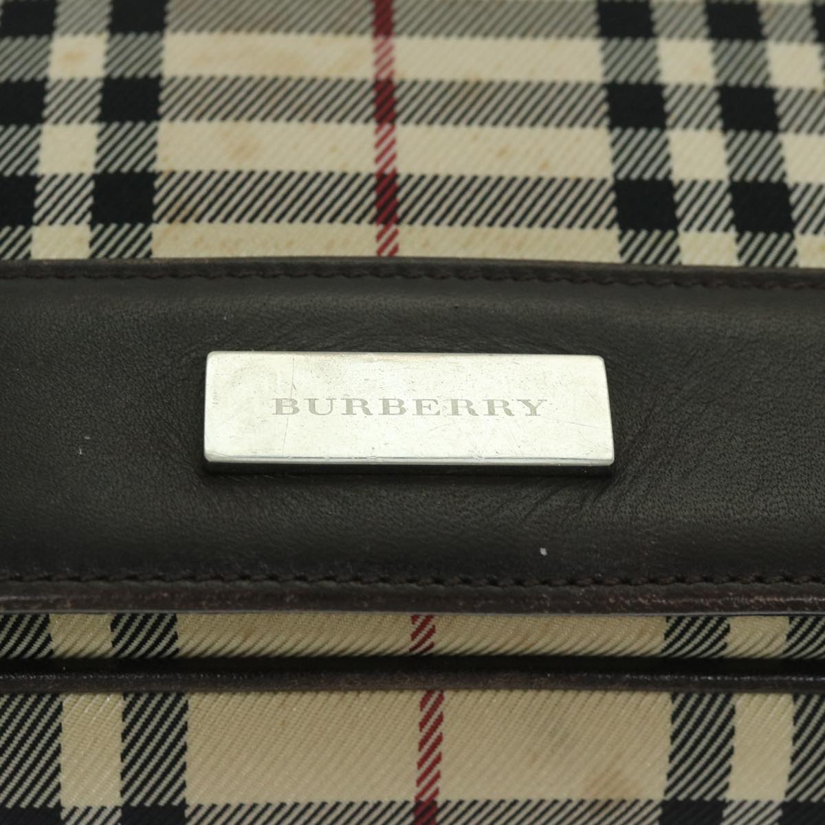 BURBERRY Nova Check Shoulder Bag Nylon Beige Auth 68013