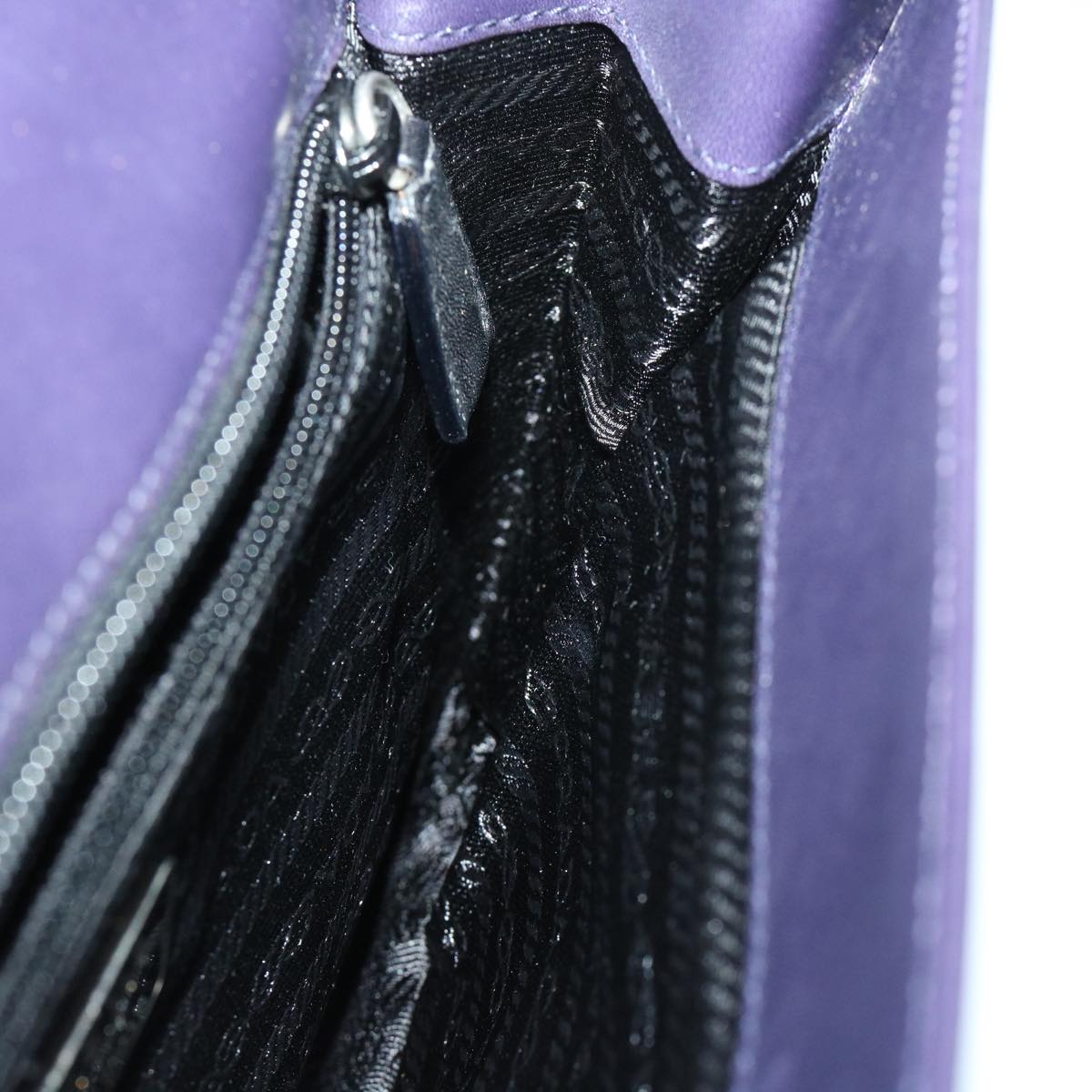 PRADA Shoulder Bag Leather Purple Auth 68014