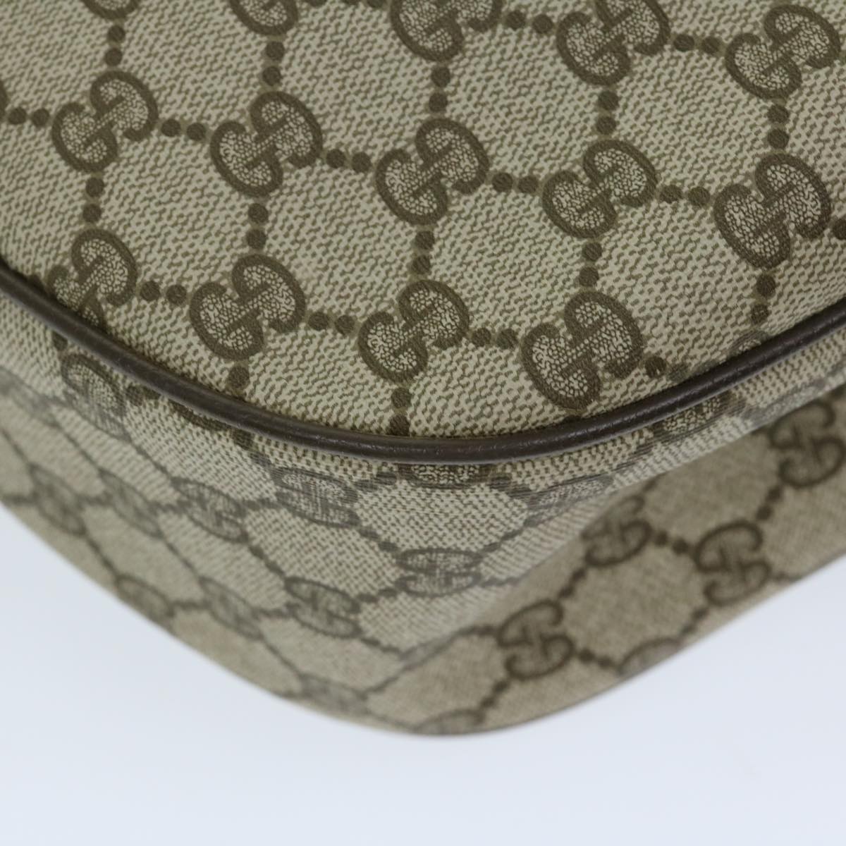 GUCCI GG Supreme Web Sherry Line Shoulder Bag Beige Green 10 2 3840 Auth 68016