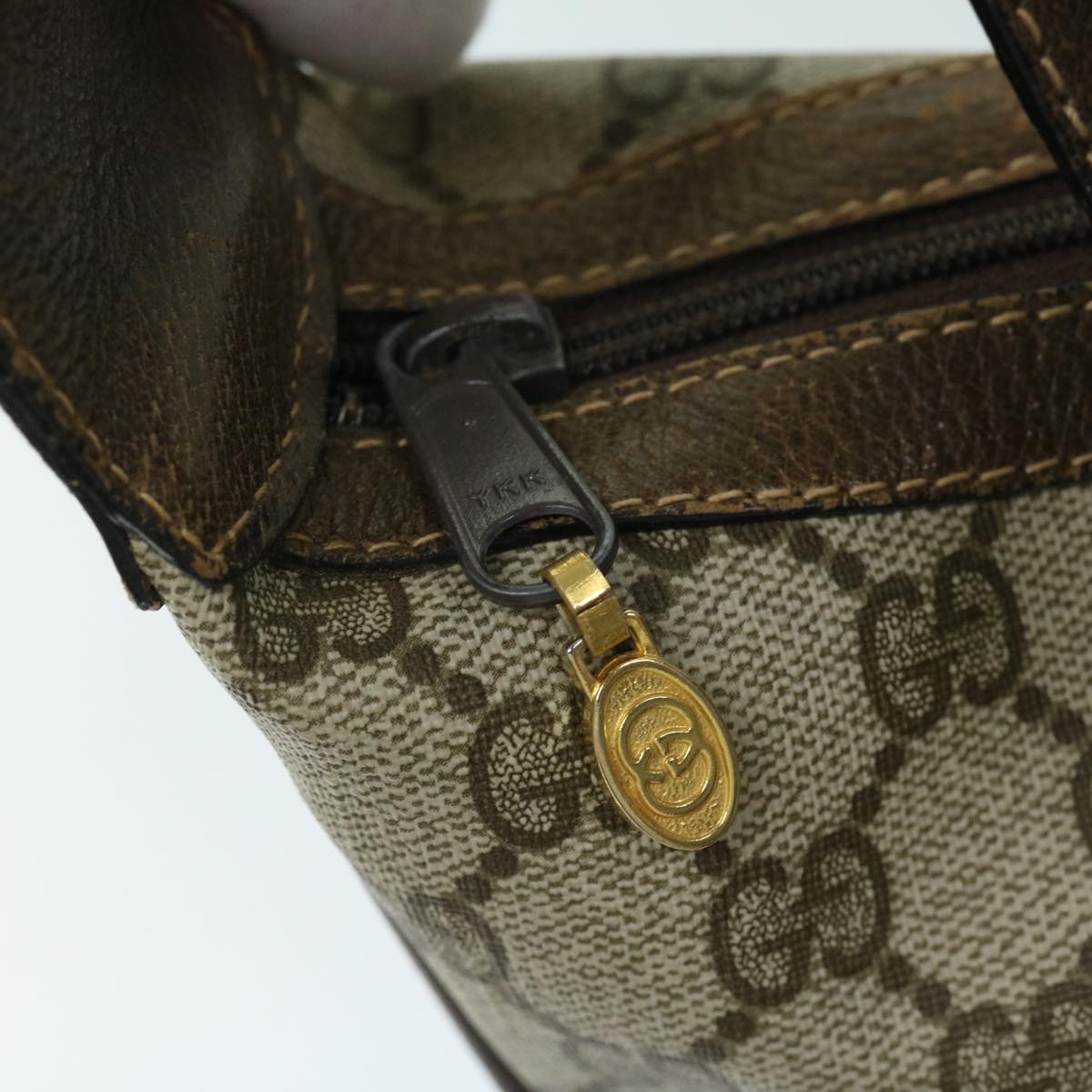 GUCCI GG Supreme Web Sherry Line Shoulder Bag Beige Green 10 2 3840 Auth 68016