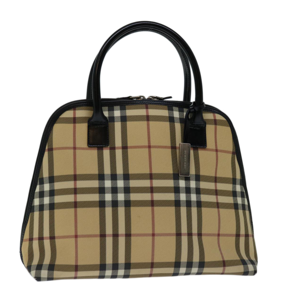 BURBERRY Nova Check Hand Bag Coated Canvas Beige Auth 68020