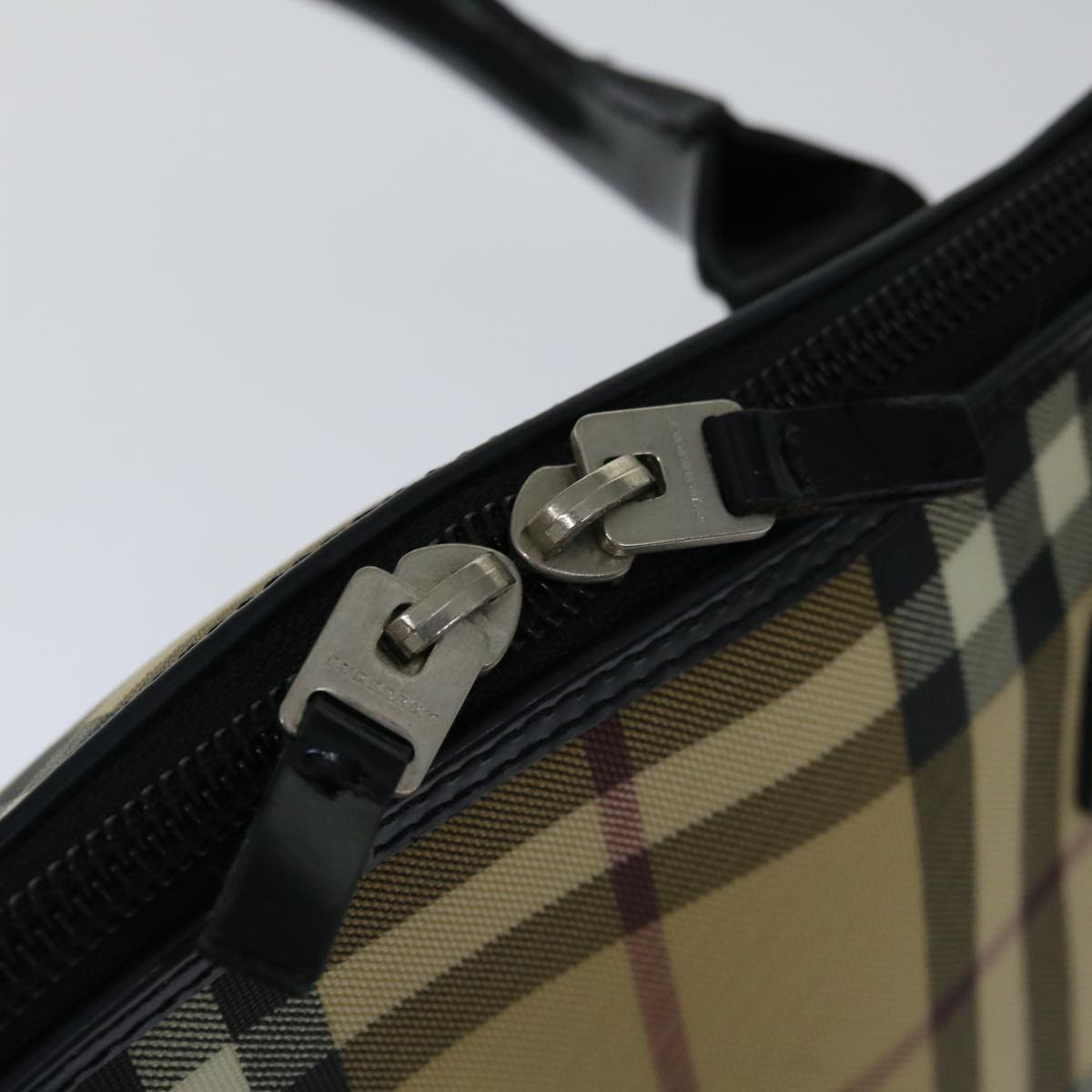 BURBERRY Nova Check Hand Bag Coated Canvas Beige Auth 68020