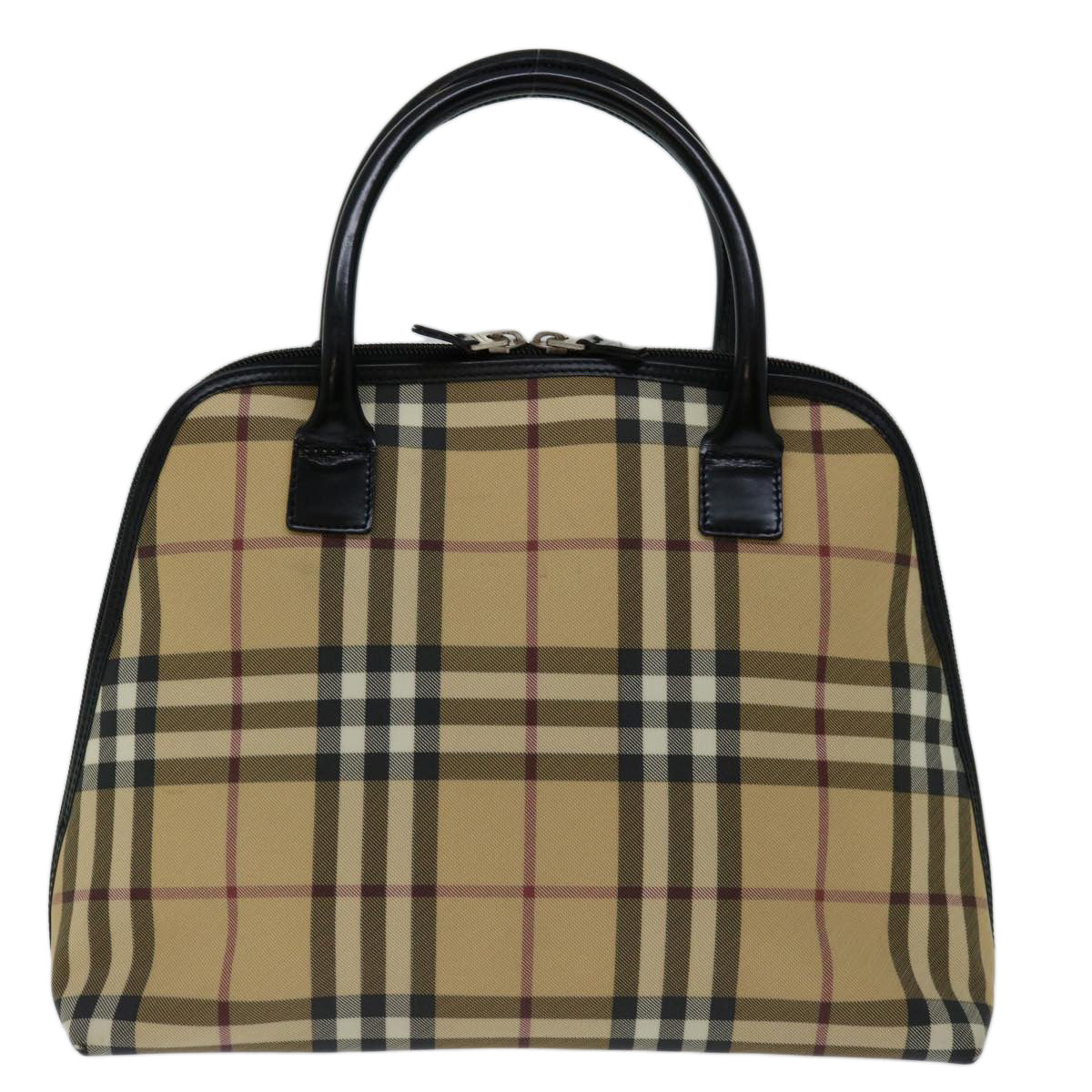 BURBERRY Nova Check Hand Bag Coated Canvas Beige Auth 68020