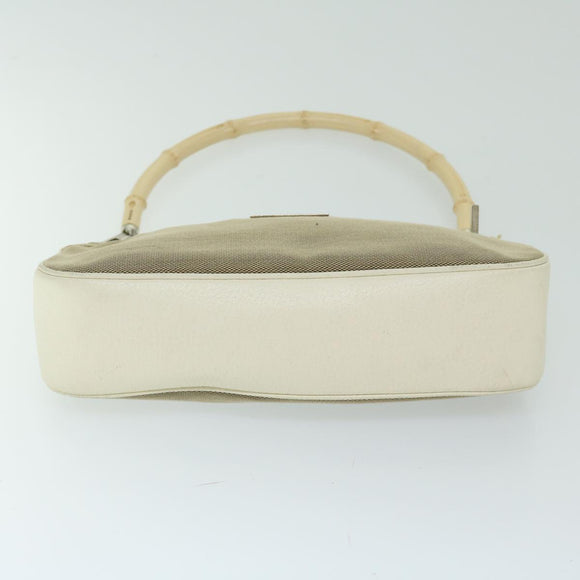 GUCCI Bamboo Hand Bag Canvas Beige 001 3865 Auth 68021