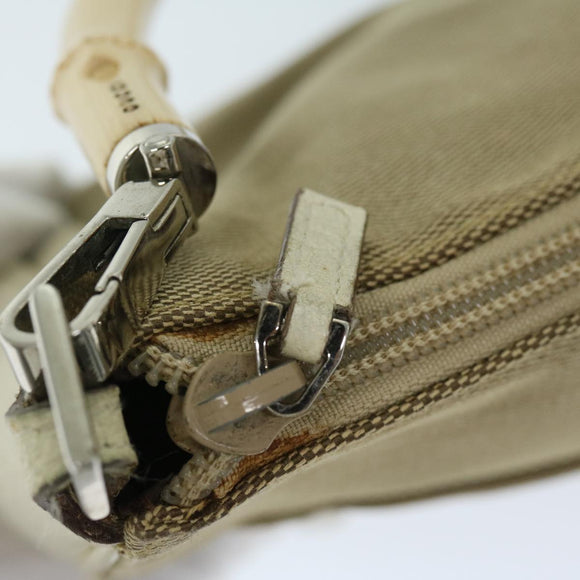 GUCCI Bamboo Hand Bag Canvas Beige 001 3865 Auth 68021