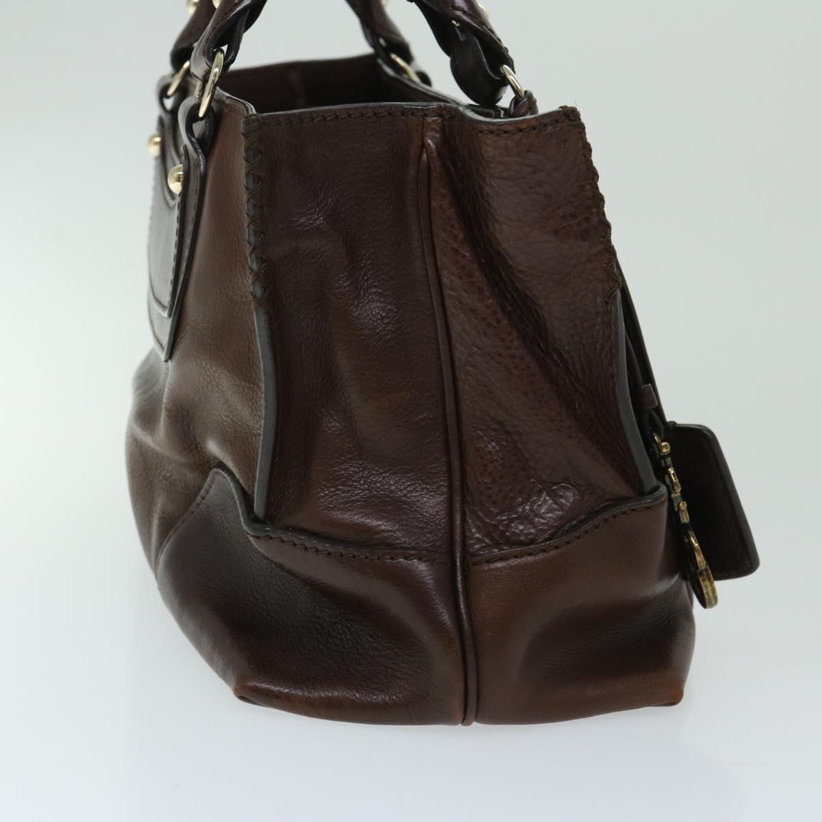 CELINE Hand Bag Leather Brown Auth 68027