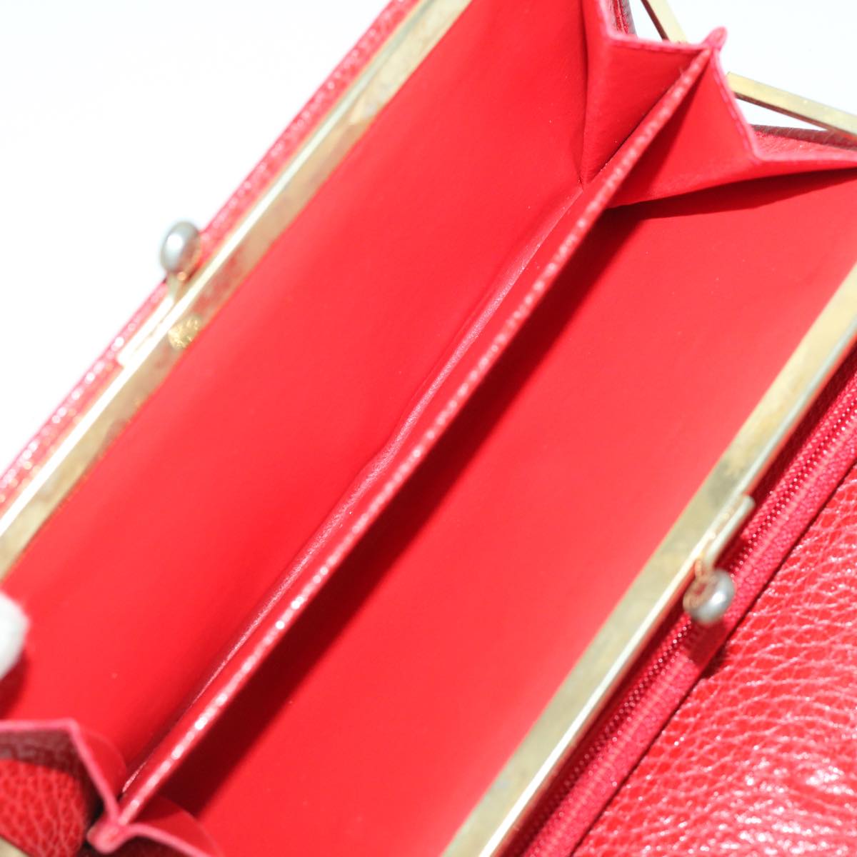 CELINE Wallet Leather Red Auth 68033