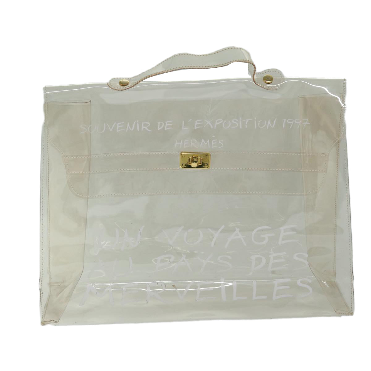 HERMES Vinyl Kelly Hand Bag Vinyl Clear Auth 68039 - 0