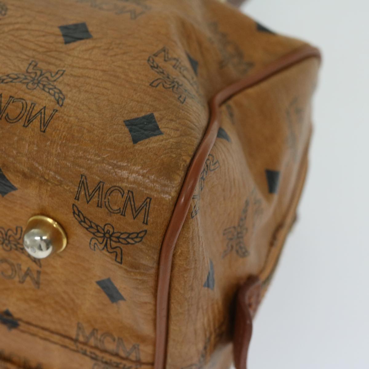 MCM Vicetos Logogram Hand Bag PVC Leather Brown Auth 68057