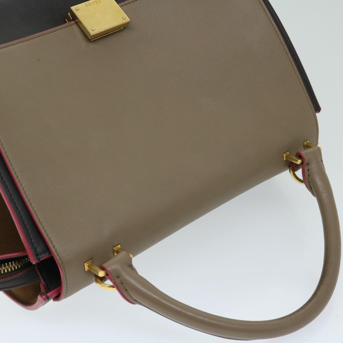 CELINE Trapeze Hand Bag Leather 2way Brown Auth 68058