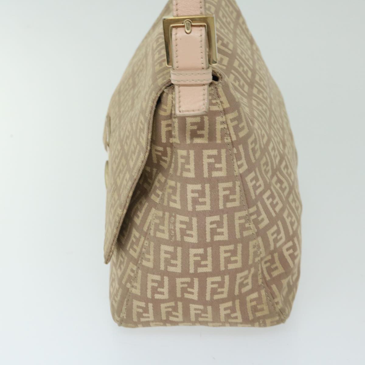 FENDI Zucchino Canvas Mamma Baguette Shoulder Bag Beige Auth 68063