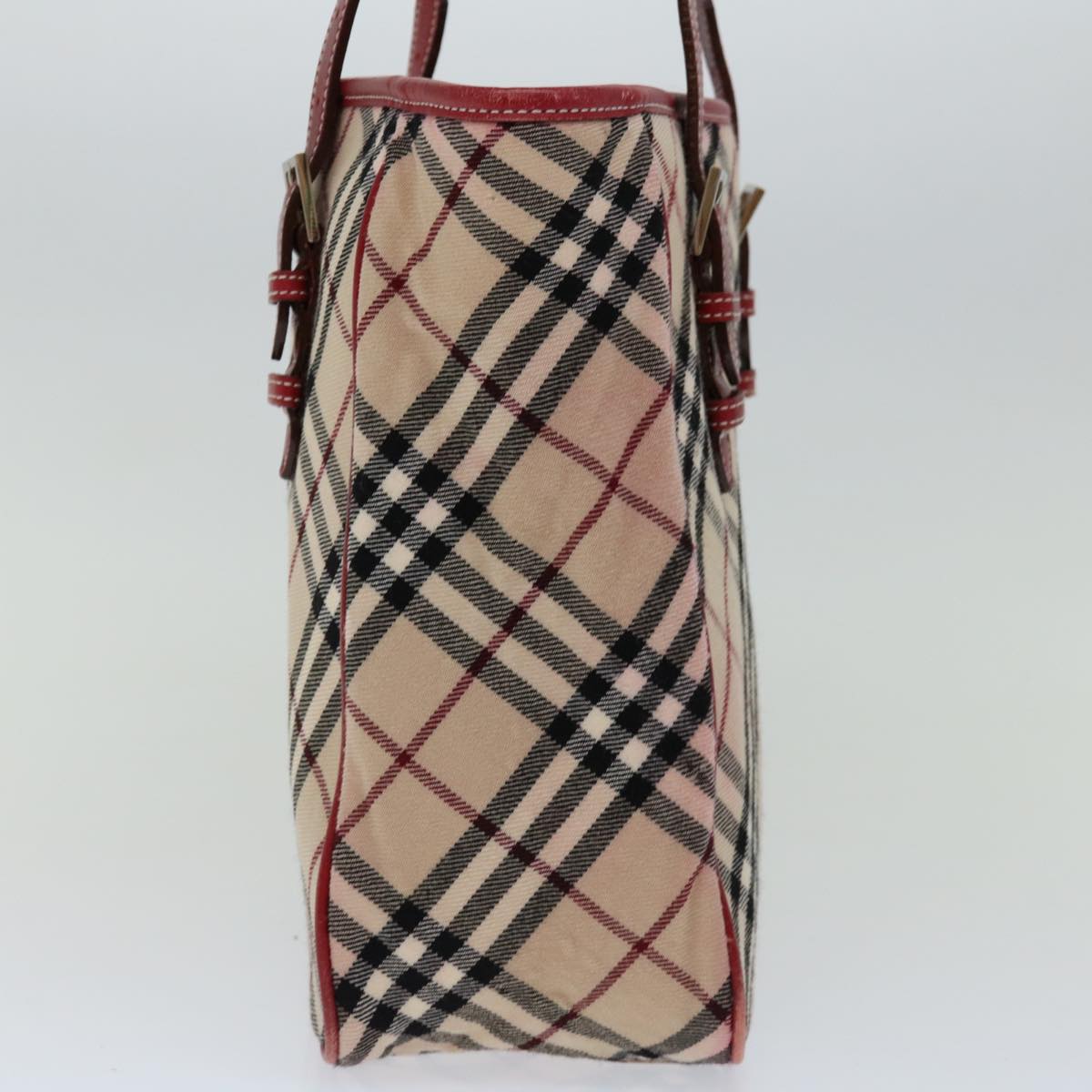 BURBERRY Nova Check Blue Label Tote Bag Wool Beige Auth 68071