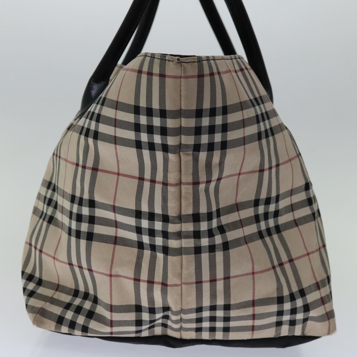 BURBERRY Nova Check Blue Label Tote Bag Nylon Beige Auth 68073