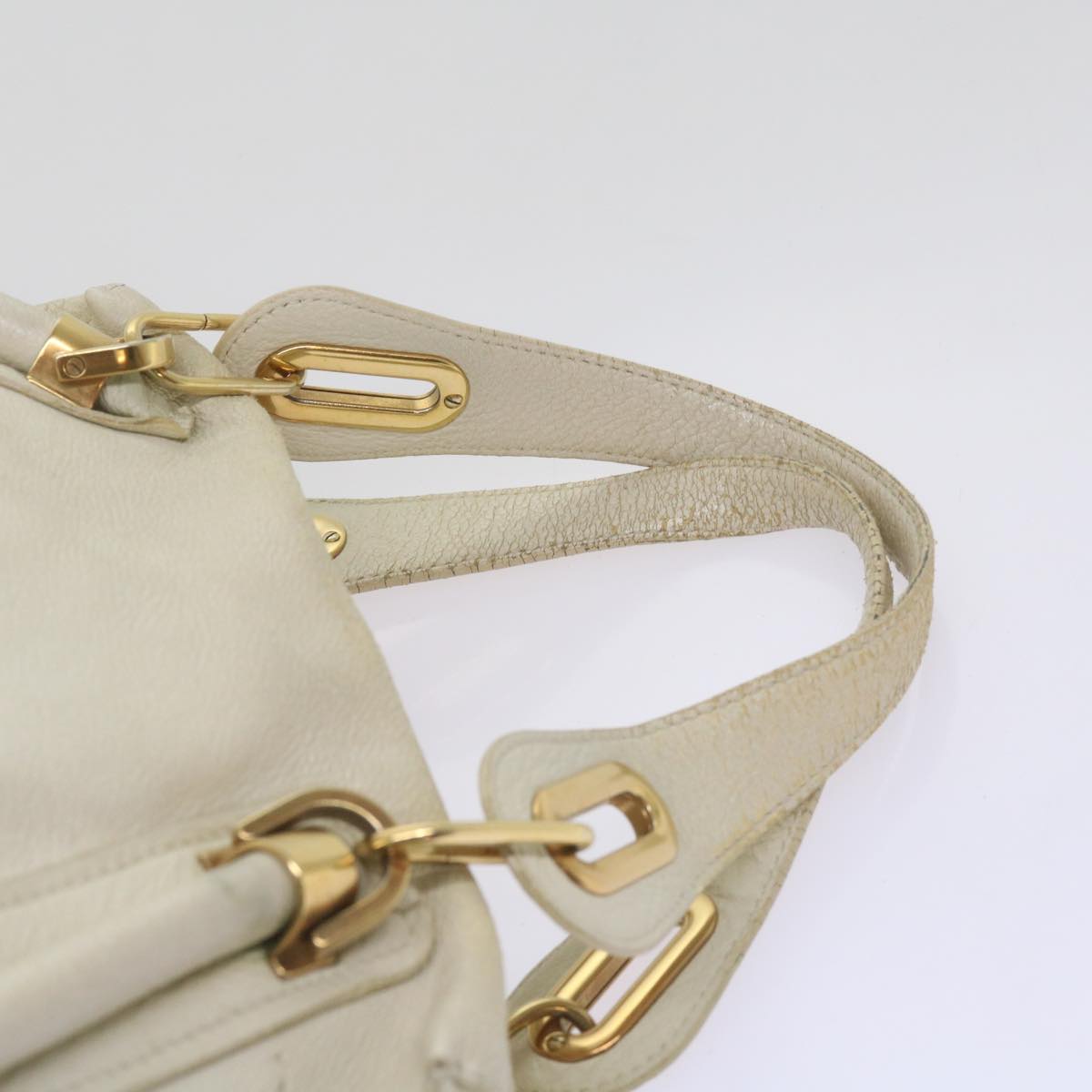 Chloe Mercy Shoulder Bag Leather White Auth 68076