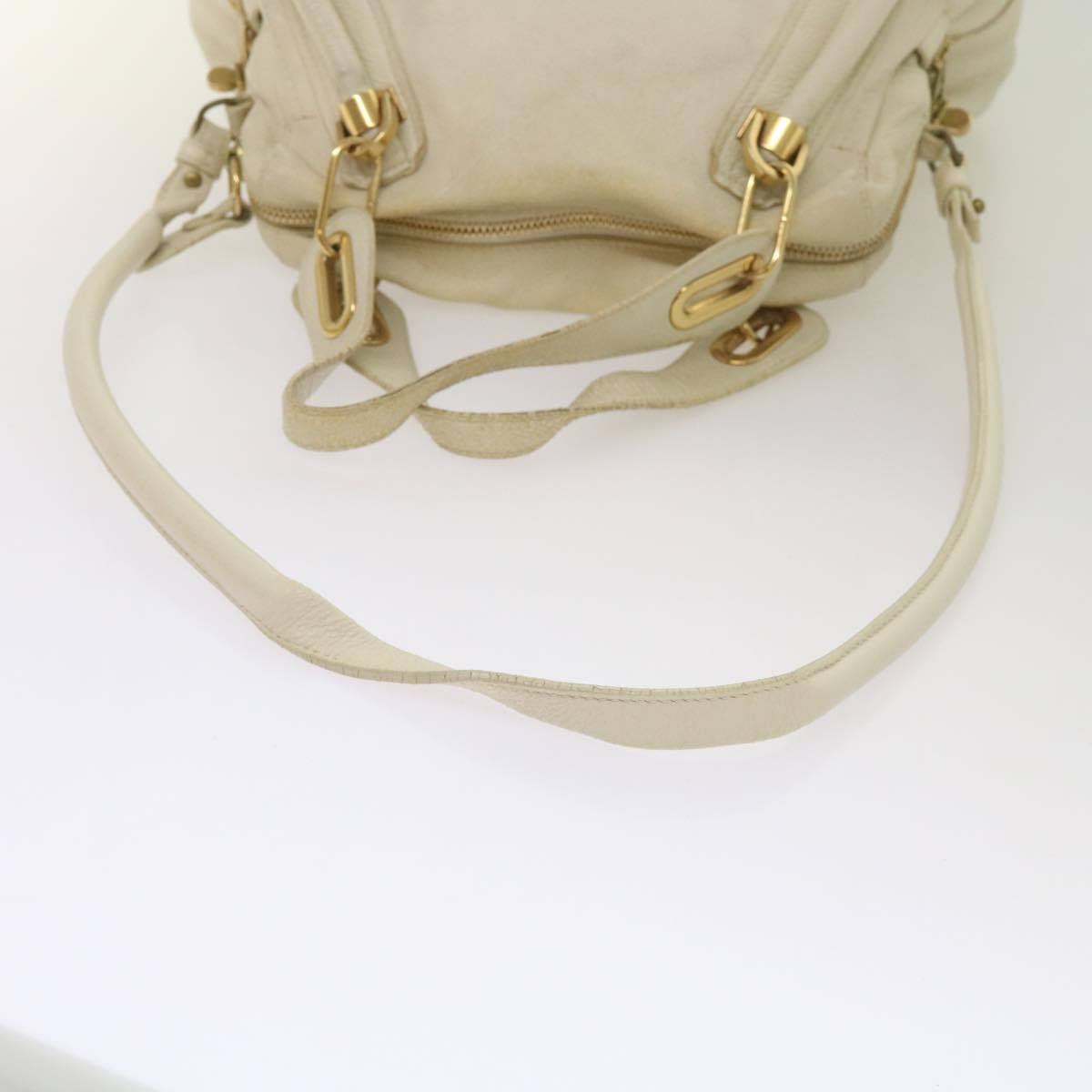 Chloe Mercy Shoulder Bag Leather White Auth 68076
