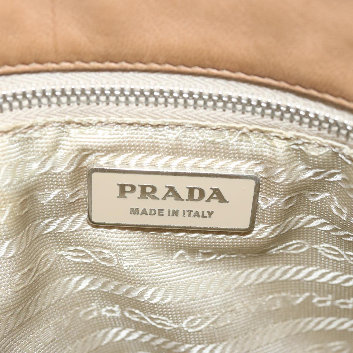 PRADA Hand Bag Leather Beige Auth 68085