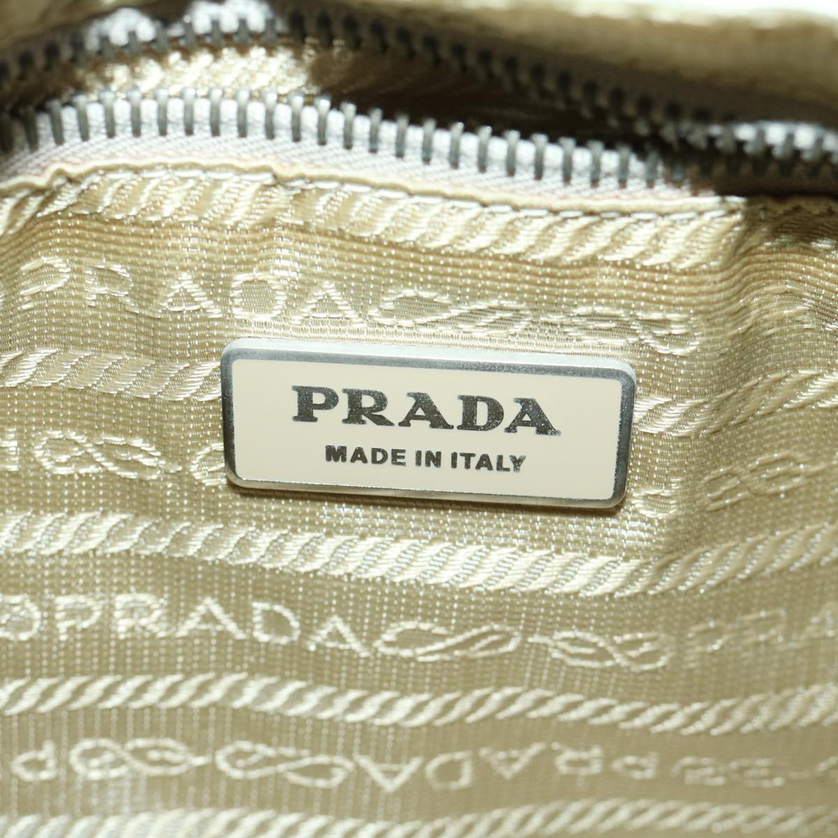 PRADA Shoulder Bag Canvas Beige Auth 68089