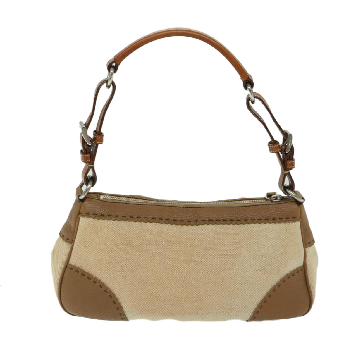 PRADA Shoulder Bag Canvas Beige Auth 68089 - 0