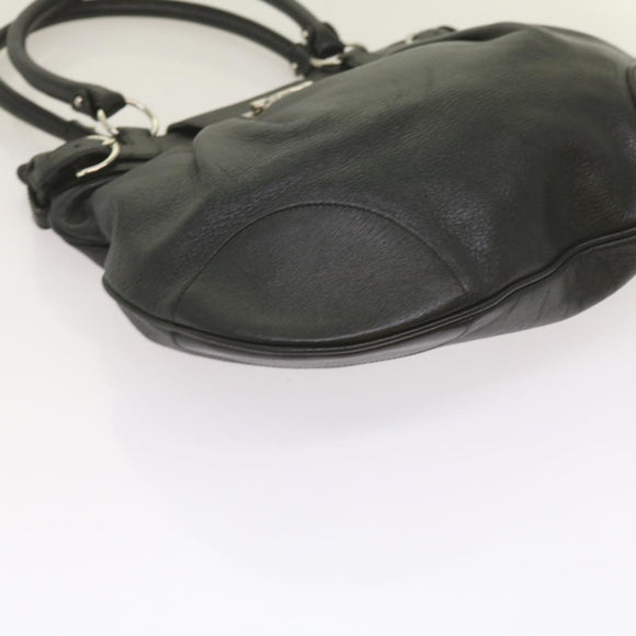 Salvatore Ferragamo Gancini Hand Bag Leather Black Auth 68138