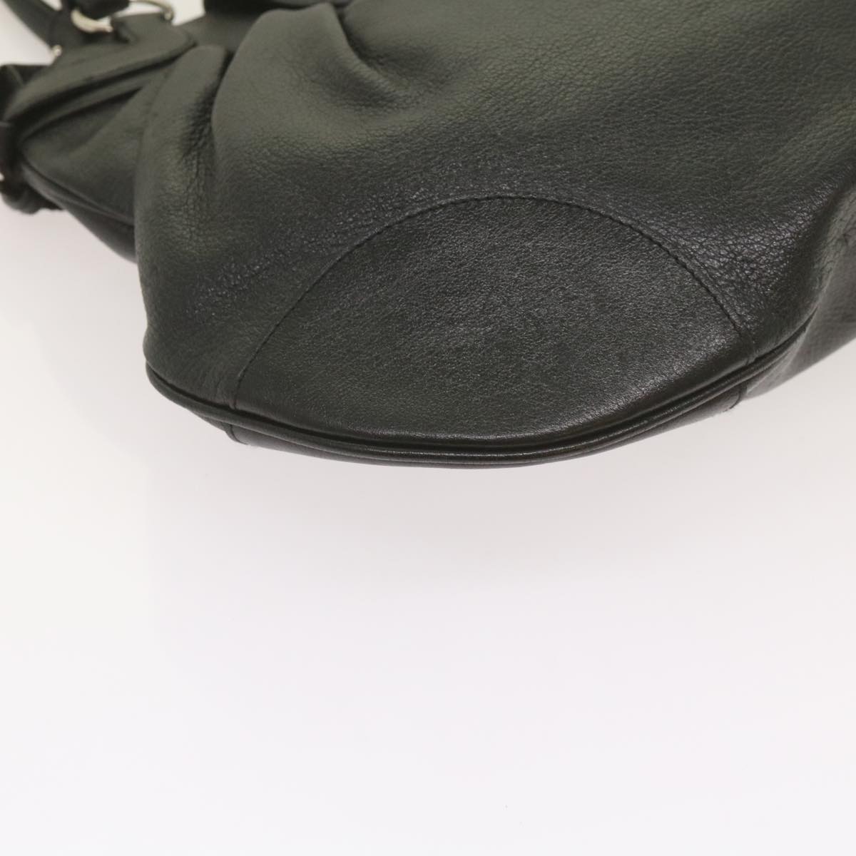 Salvatore Ferragamo Gancini Hand Bag Leather Black Auth 68138