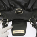 Salvatore Ferragamo Gancini Hand Bag Leather Black Auth 68138-9