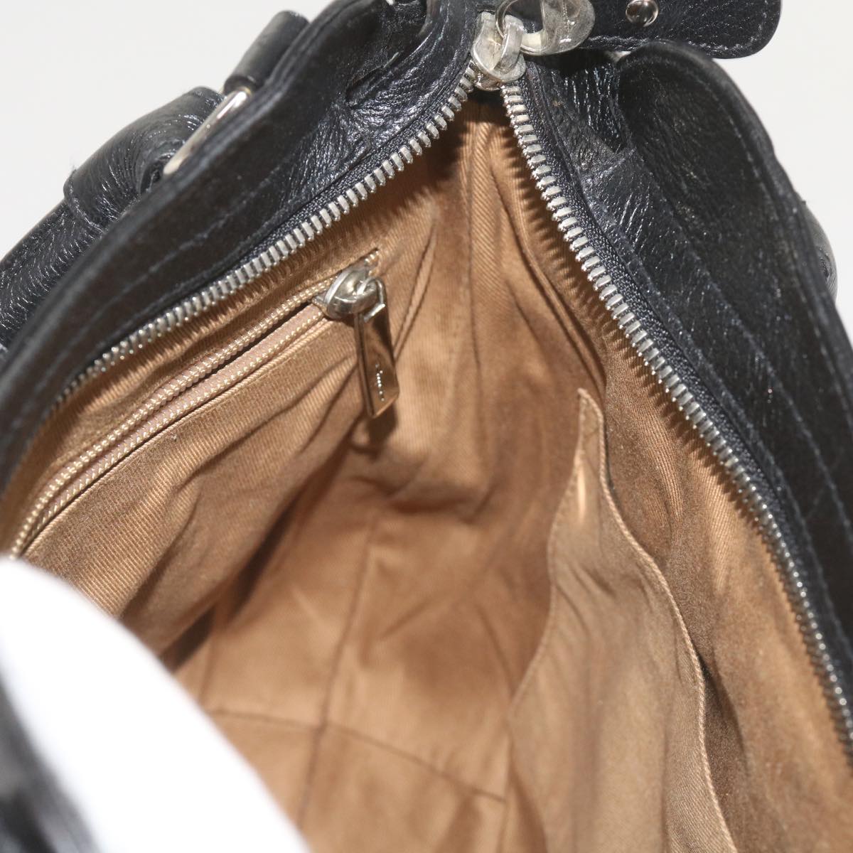 Salvatore Ferragamo Gancini Hand Bag Leather Black Auth 68138