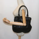 Salvatore Ferragamo Gancini Hand Bag Leather Black Auth 68138-24