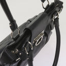 Salvatore Ferragamo Gancini Hand Bag Leather Black Auth 68138-6