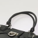 Salvatore Ferragamo Gancini Hand Bag Leather Black Auth 68138-14
