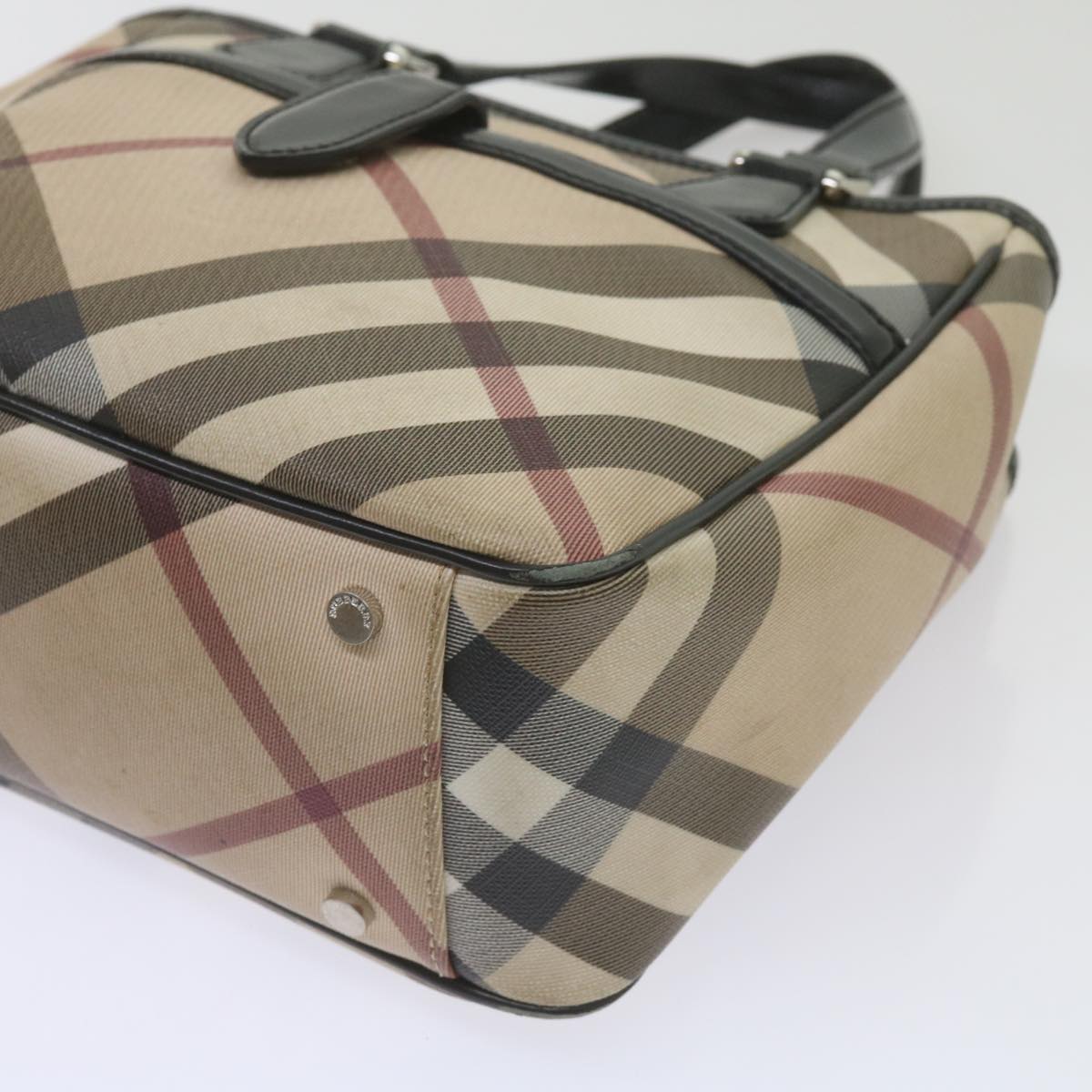 BURBERRY Nova Check Hand Bag PVC Beige Auth 68142