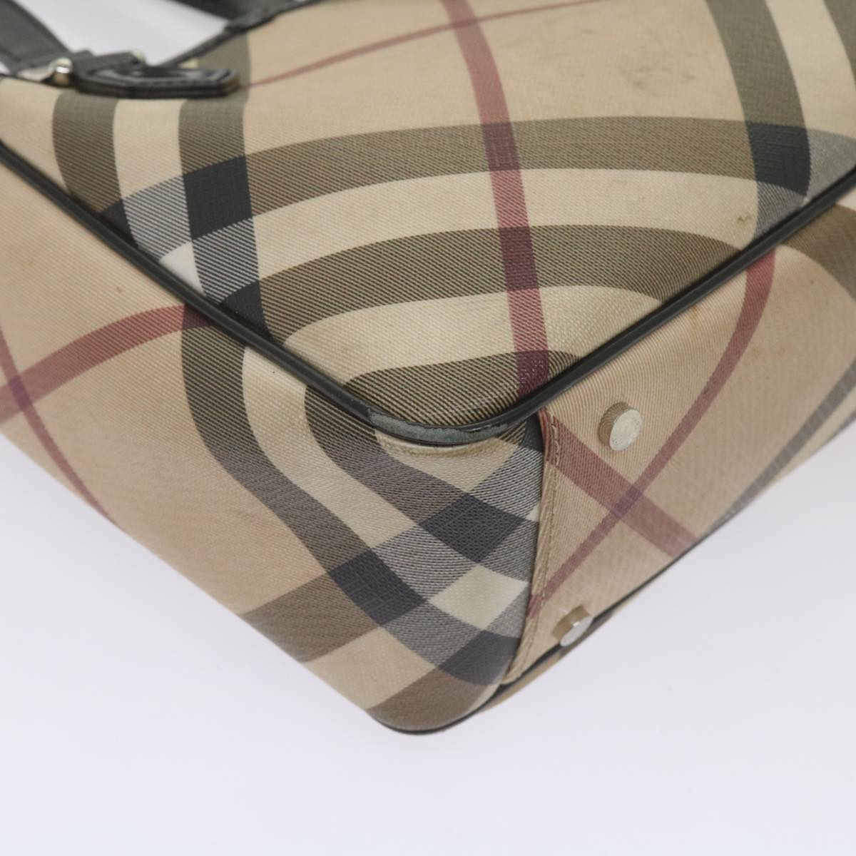 BURBERRY Nova Check Hand Bag PVC Beige Auth 68142