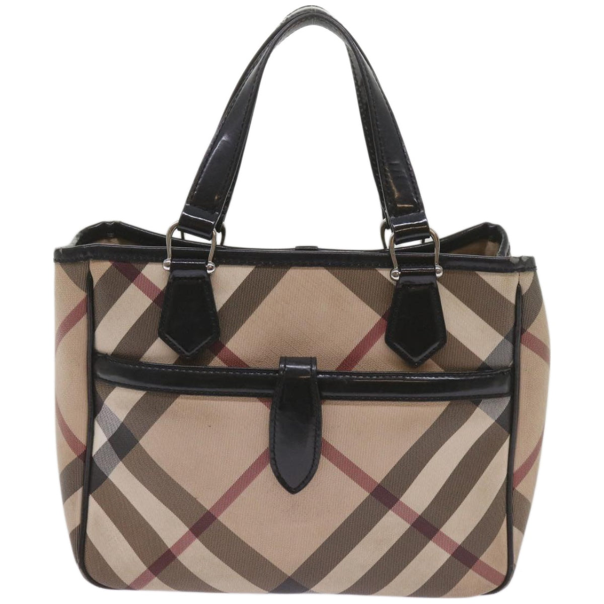 BURBERRY Nova Check Hand Bag PVC Beige Auth 68142 - 0